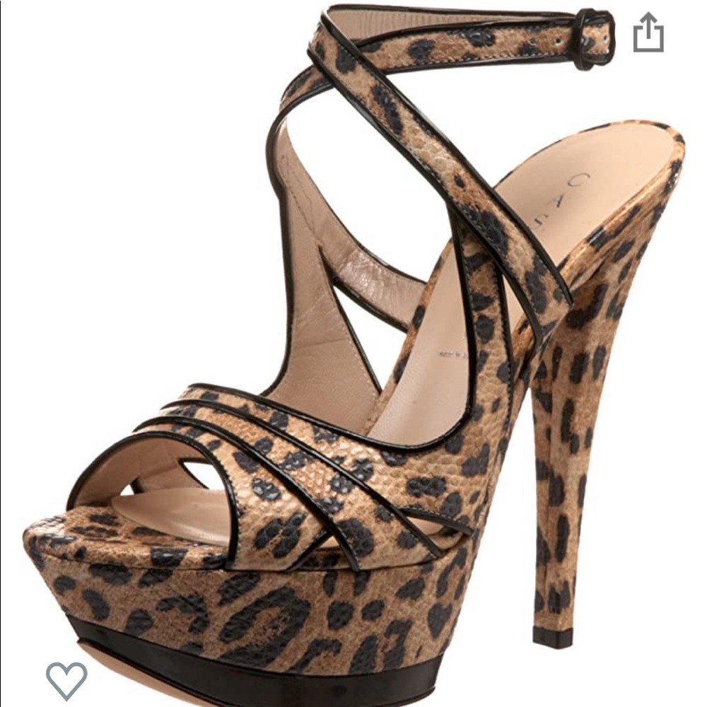 EUC Casadei Ankle-Strap Platform Sandal Leopard